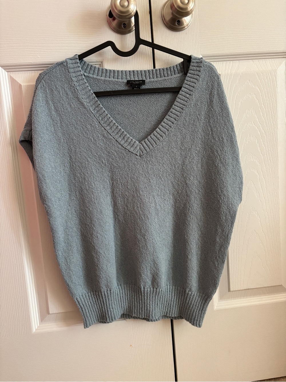 Ann Taylor Pale Teal V-Neck Sweater